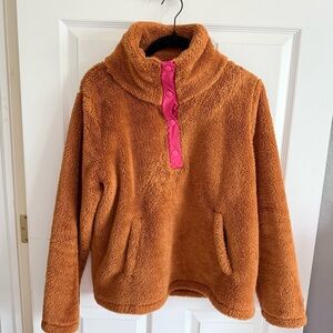 Cozy Rust Sherpa Pullover